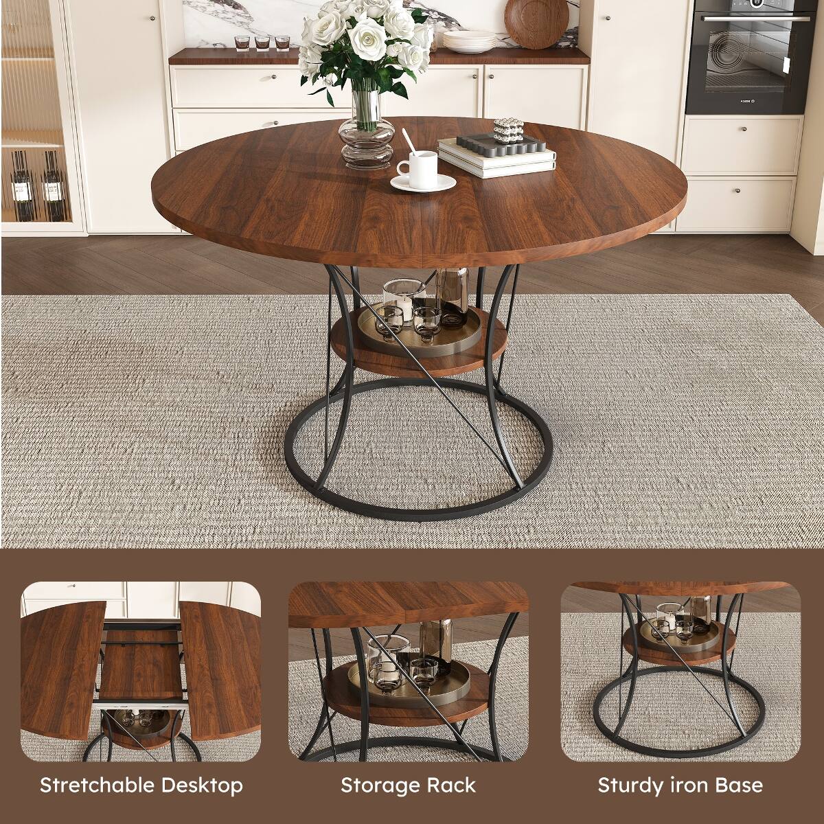 Stretchable Desktop  
Storage Rack  
Sturdy iron Base