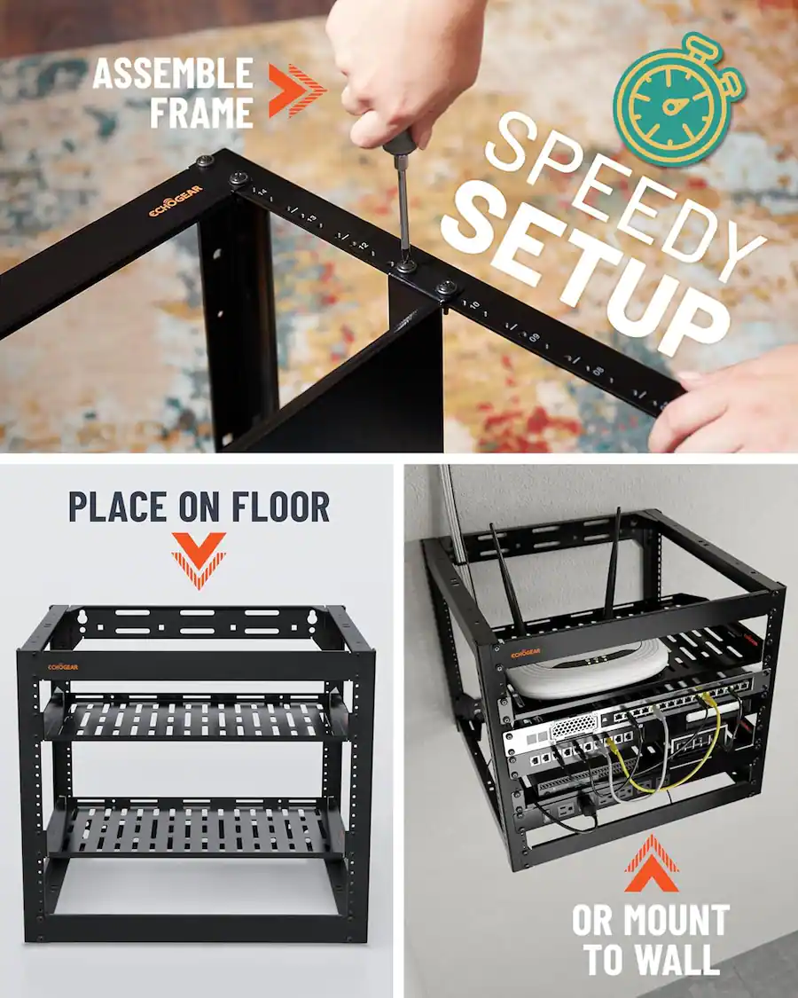 ECHOGEAR 20U Open Frame Rack for Servers & AV Gear Wall Mountable Rack ...