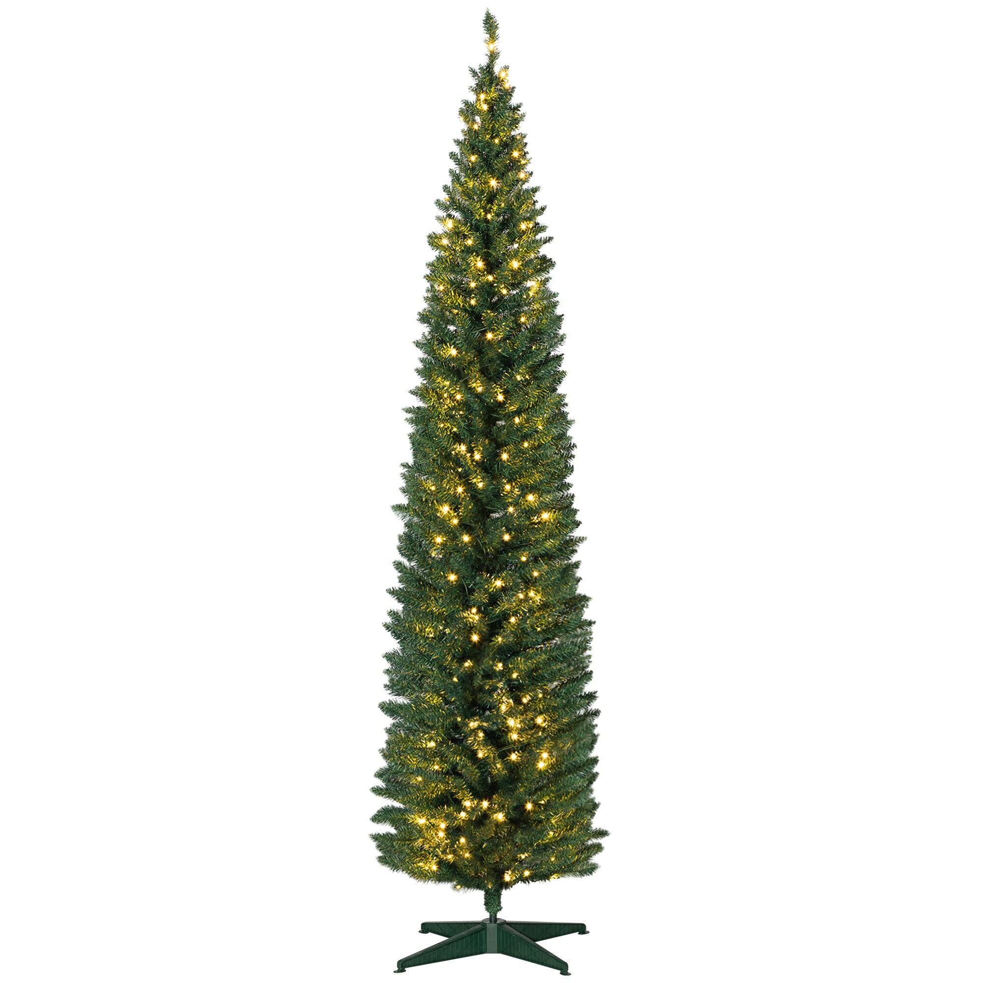 Alt View 5. BreeBe - 8 ft Tall Pre-Lit Slim Noble Fir Artificial Christmas Tree with 300 Warm White LED Lights and 618 Tips - Green.