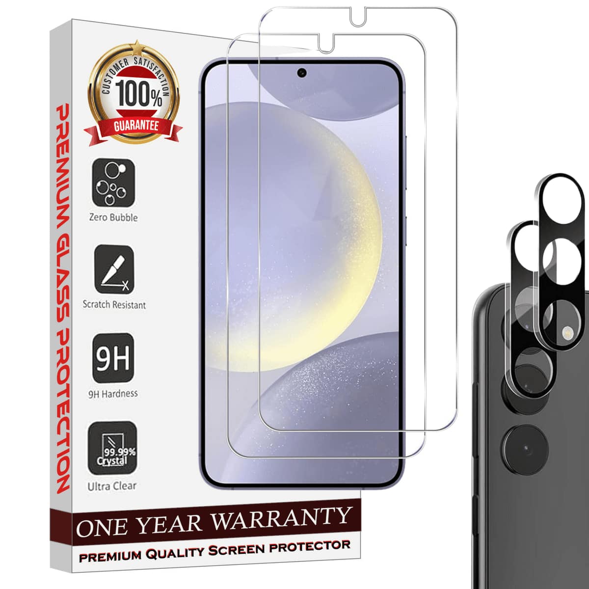 Entronix - Premium Clear Screen Protector and Camera Lens Protector Set for Galaxy S22 Plus - 4-Piece Bundle - Transparent