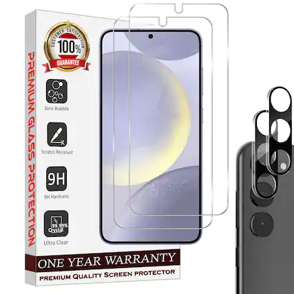 CUSTOMER 100% SATISFACTION GUARANTEE PREMIUM GLASS PROTECTION Zero Bubble Scratch Resistant 9H Hardness Ultra Clear 99.99% Clear ONE YEAR WARRANTY PREMIUM QUALITY SCREEN PROTECTOR
