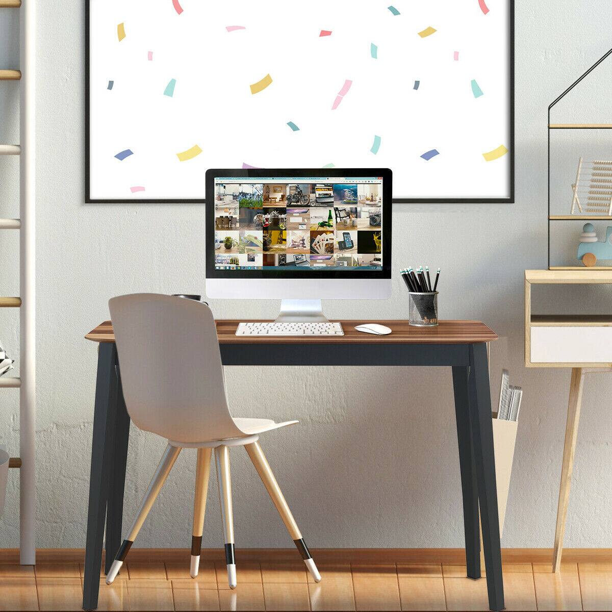 Alt View 5. Costway - Costway Mid Century Modern Rectangular Dining Room Table w/ Solid Wooden Legs - Walnut+Black.