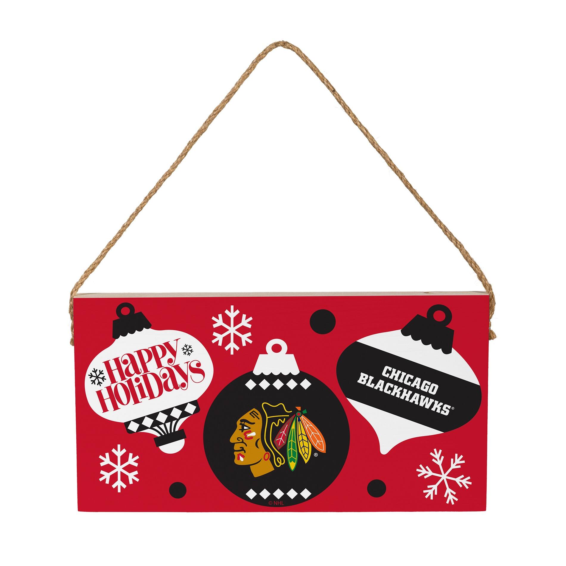 Chicago Blackhawks 6" x 11" Holiday Wood Wall Sign