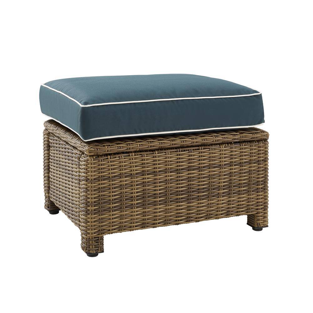 Alt View 1. Crosley Furniture - Bradenton Wicker Outdoor Ottoman - Navy.