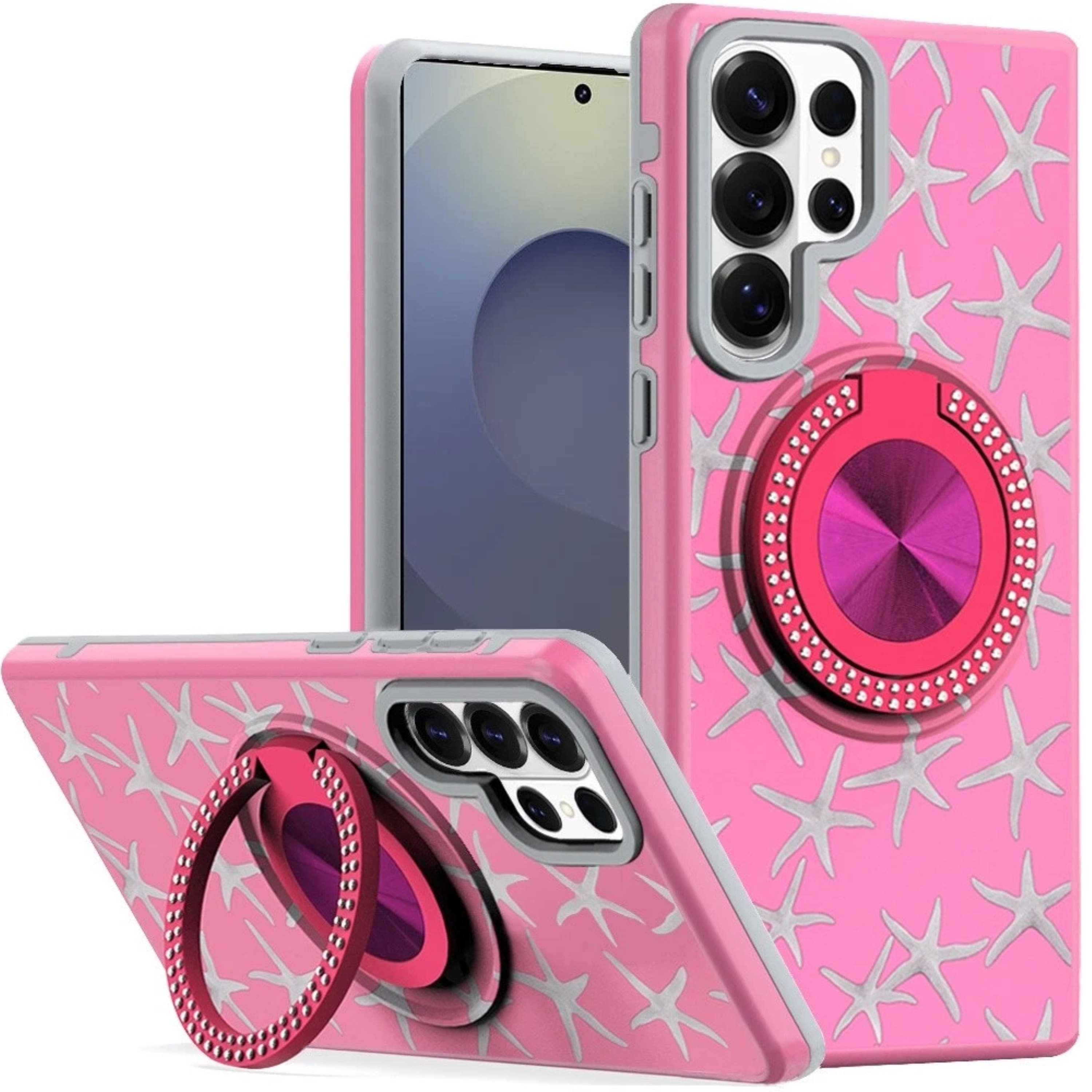 Kitcheniva - Stylish Bling Ring Stand Protective Case With Tempered Glass For Samsung S26 Ultra Star - Pink price history on PriceWatchPro