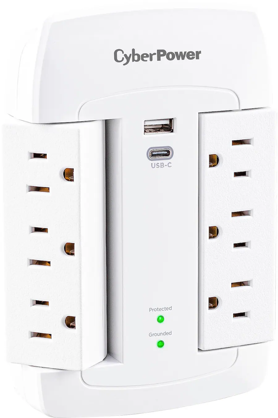 CyberPower 6 Outlet/1 USB A/1 USB C 1500 Joules Wall Surge Protector ...
