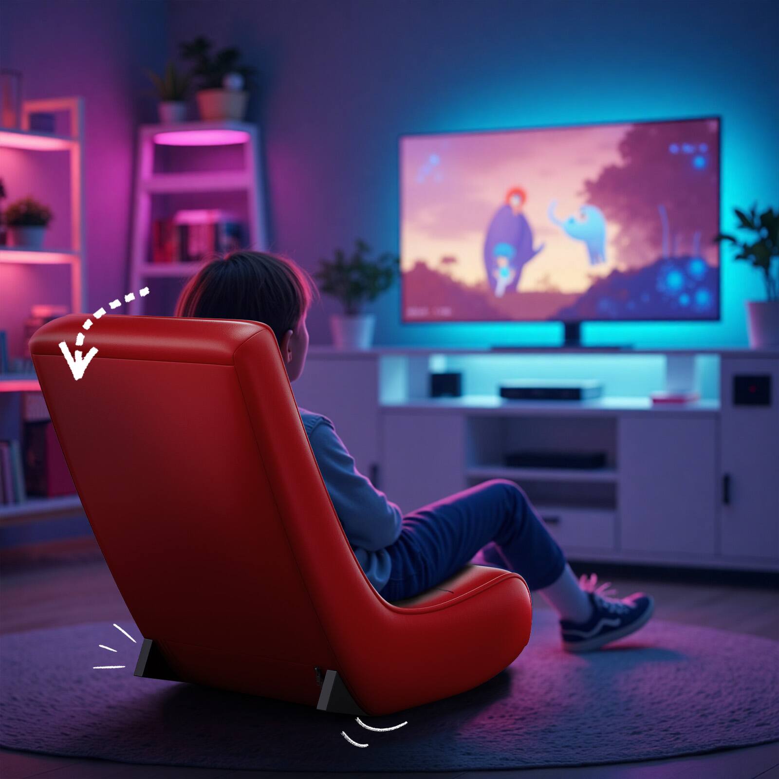 Left. GTPlayer - Gaming Floor Mat Rocking Chair with an angle limiter rocking floor mat gaming chair,Red Baseball Pattern - Red.