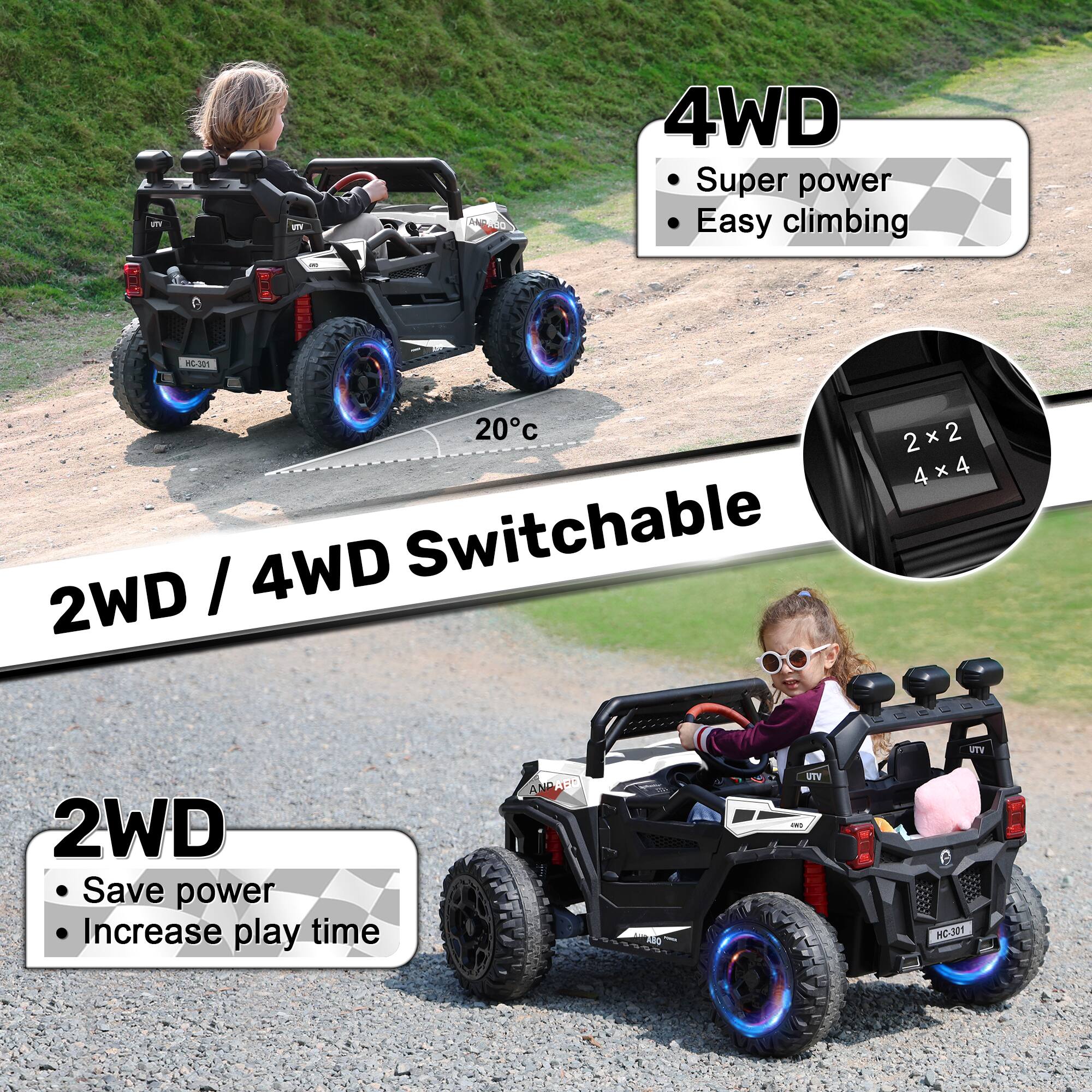 ANPABO 24V Ride On Toys for Big Kids Boys&Girls w/Remote Control, 4WD ...