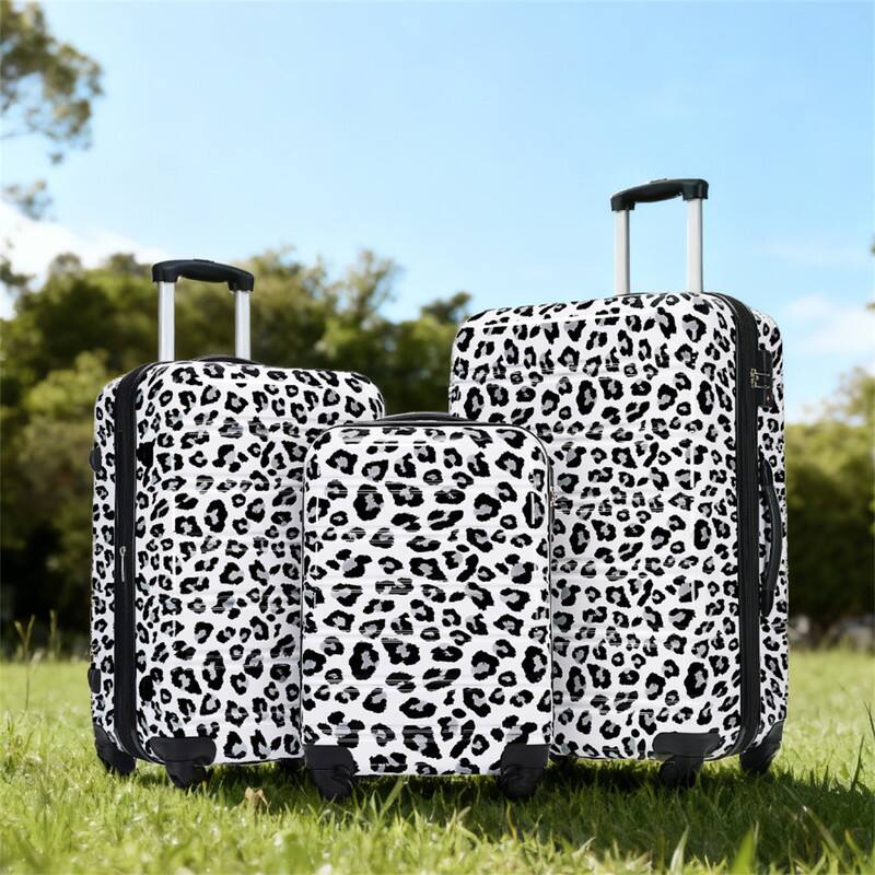 Alt View 6. HTUTWOO - Hardshell Luggage Set of 3 - Leopard Print Expandable Suitcase with Spinner Wheels and TSA Lock,Lightweight 20" 24" 28" - Pink.