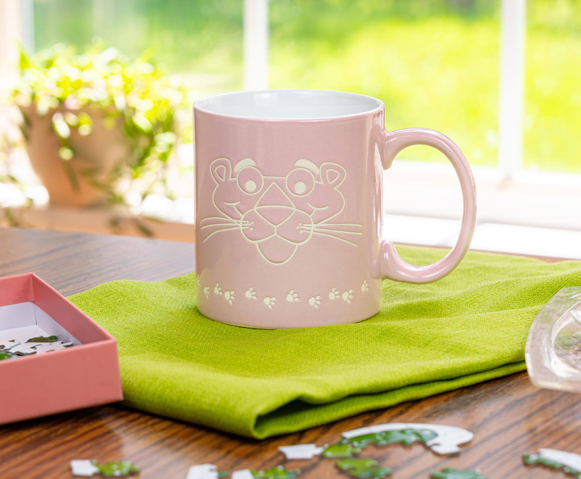 Alt View 4. Silver Buffalo - The Pink Panther Vintage Logo Wax-Resist Ceramic Mug | Holds 20 Ounces - Pink.