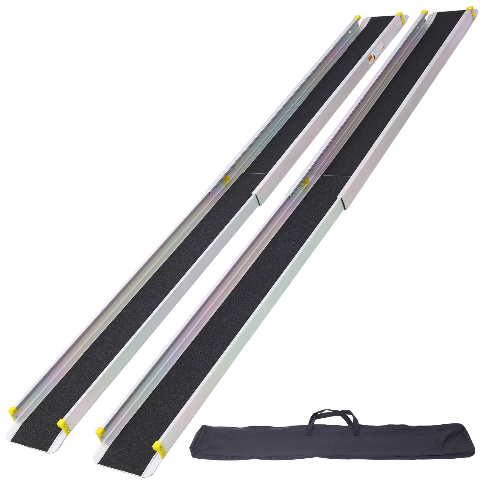 Front. ELEMENT ACE - Adjustable Telescoping Track Ramps - Portable Wheelchair Ramp Set with Carry Bag - Silver.