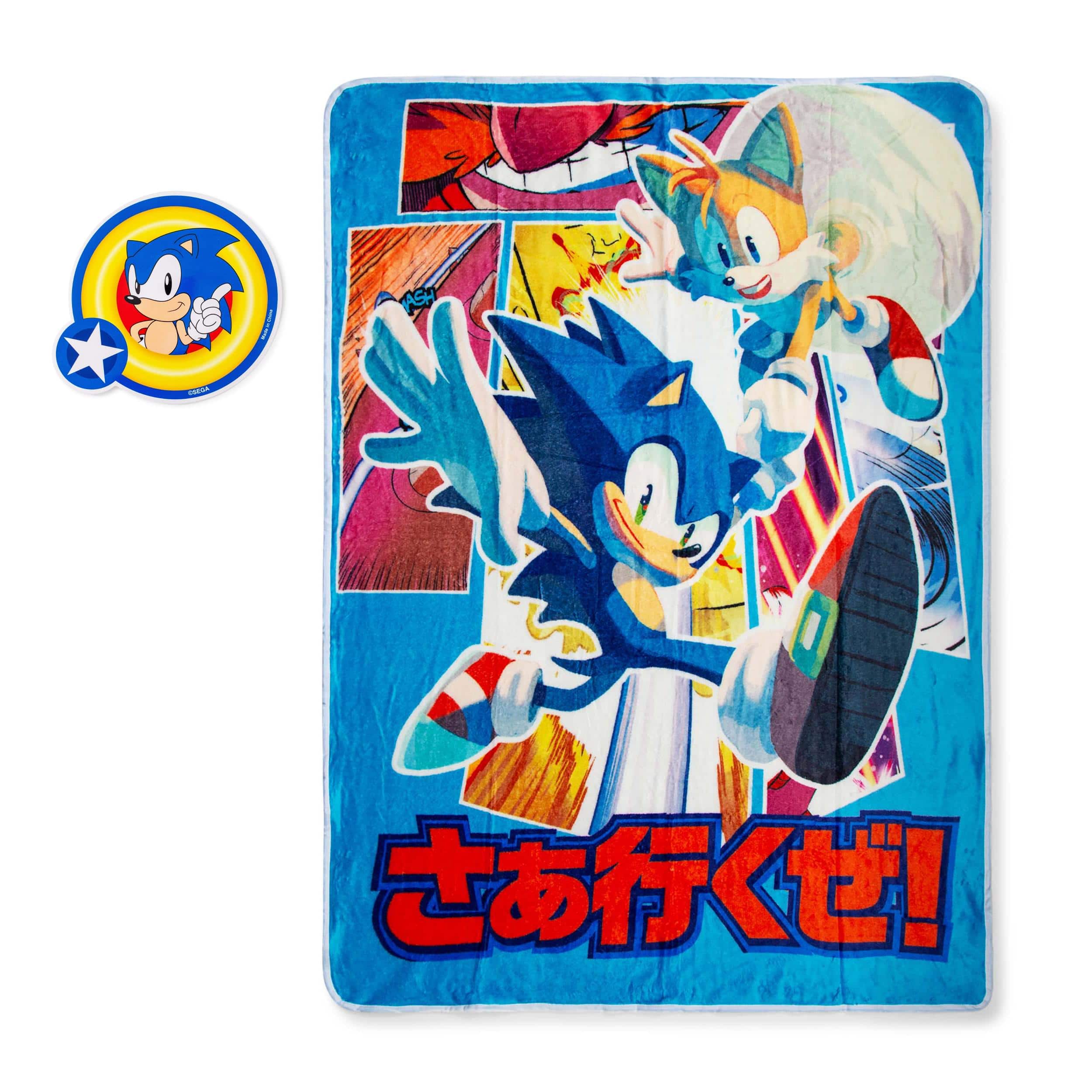 Just Funky - Sonic the Hedgehog 45 x 60 Inch Fleece Throw Blanket & Air Freshener Gift Set - Blue