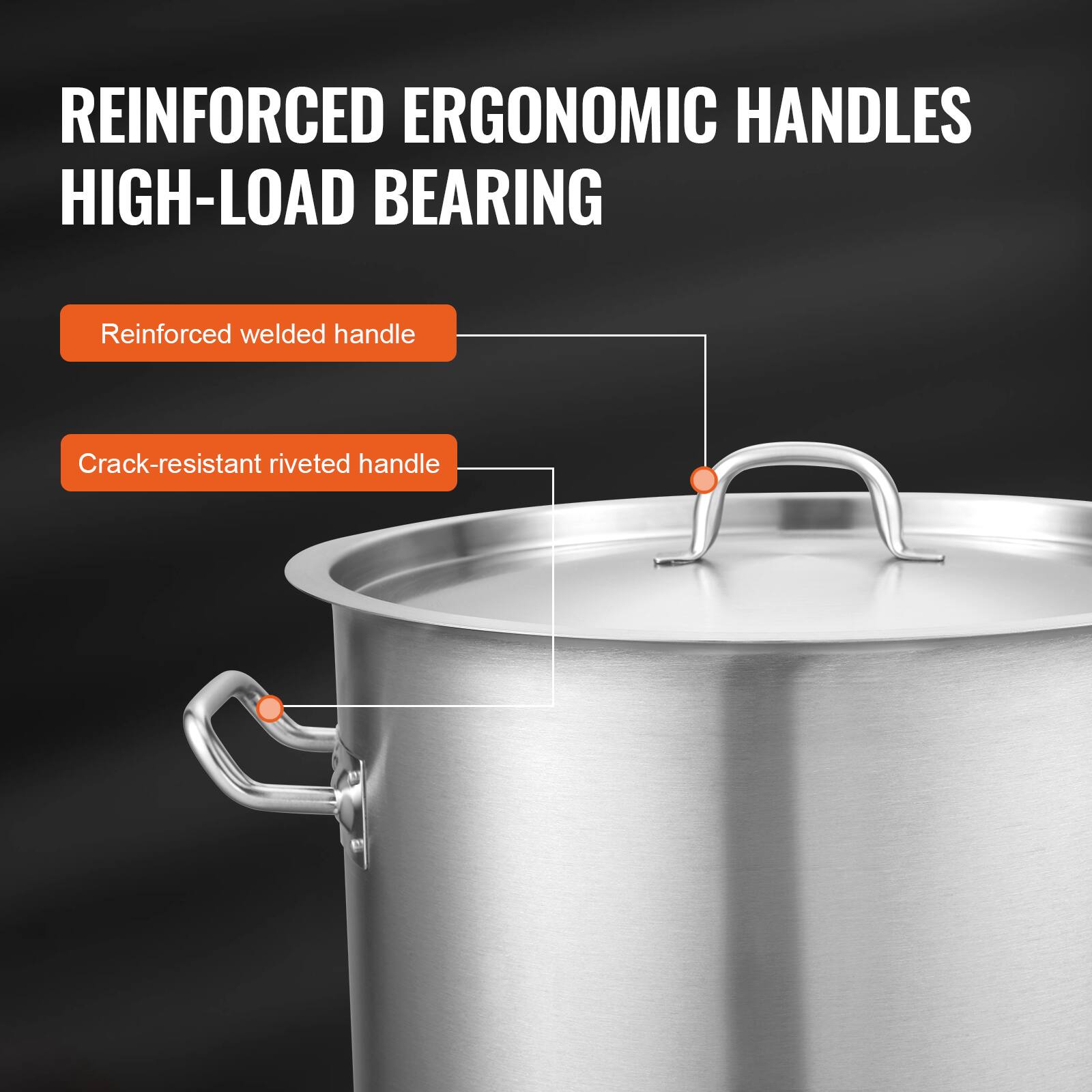 REINFORCED ERGONOMIC HANDLES  
HIGH-LOAD BEARING  

- Reinforced welded handle  
- Crack-resistant riveted handle