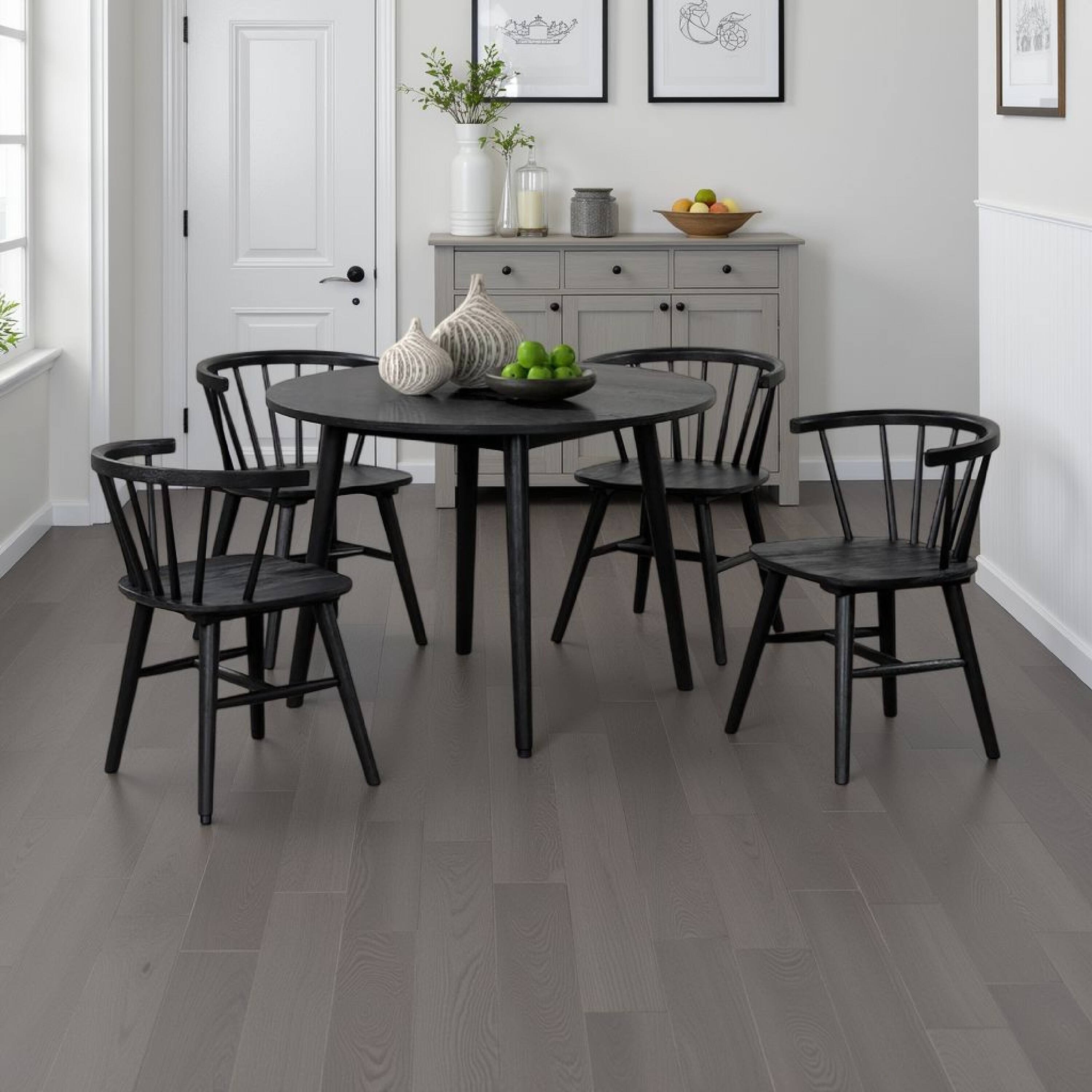 Alt View 5. Manhattan Lane - Yely 5pc Dining Table with 4 Windsor Chairs Set, Black Rubberwood - Black.