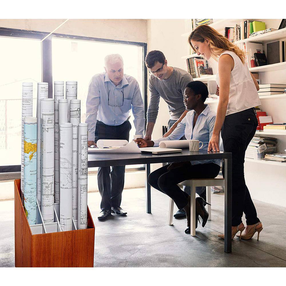 Alt View 2. AdirOffice - 12-Slot Rolled File Corrugated File Box - Oak.