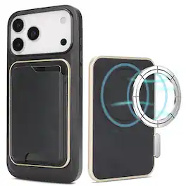 Dteck - 2-in-1 Magnetic Detachable Wallet Case for Apple iPhone 17 Pro Max, Shockproof PU Leather Phone Cover with Card Holder - Black