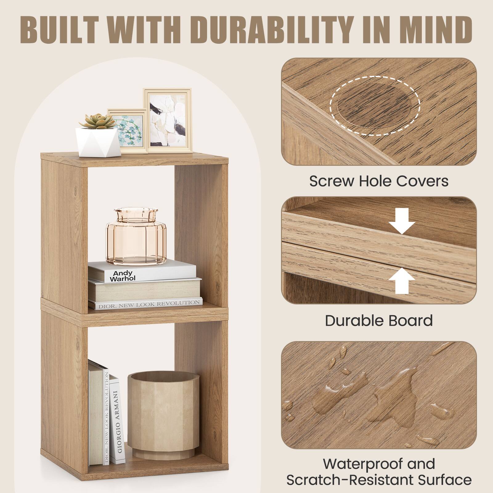 Built with durability in mind, this wooden shelf features screw hole covers and a waterproof and scratch-resistant surface. The shelf is designed to withstand the test of time and provide a stable, functional space for displaying items such as books, vases, and other decorative objects. The combination of durable materials and thoughtful design makes this shelf an excellent choice for any room in the house.