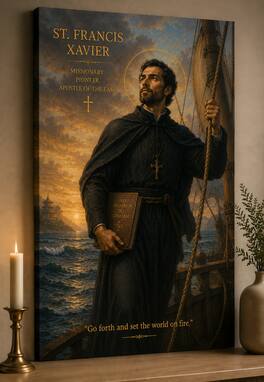 FC Design - Large Saint Francis Xavier Missionary Wall Art Canvas Print 24x36" Ocean Voyage Catholic Faith Home Decor - MultiColor