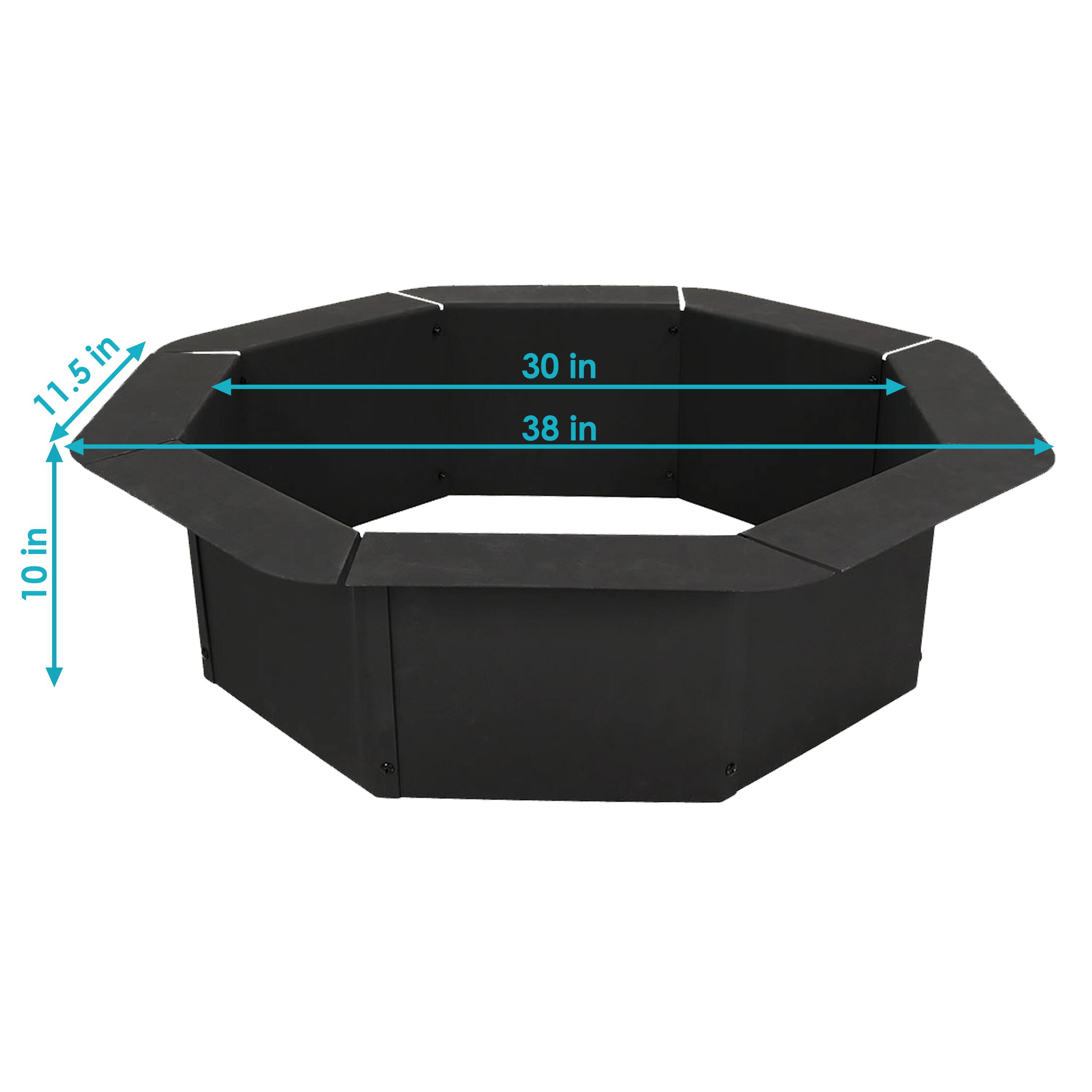 Alt View 2. Sunnydaze - 30 in Heavy-Duty Steel Octagon Above/In-Ground Fire Pit Liner - Black.