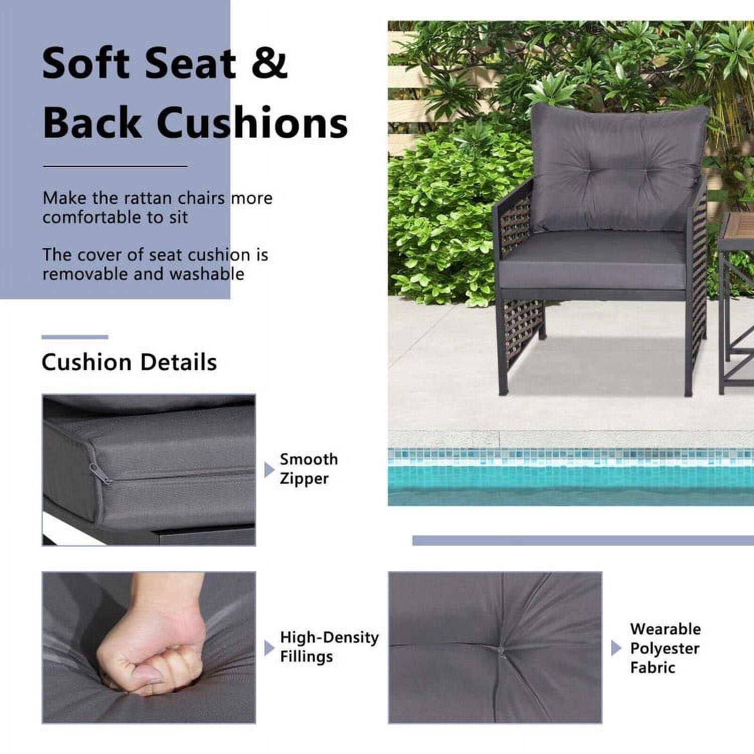 Soft Seat & Back Cushions

Make the rattan chairs more comfortable to sit

The cover of seat cushion is removable and washable

Cushion Details

- Smooth Zipper
- High-Density Fillings
- Wearable Polyester Fabric