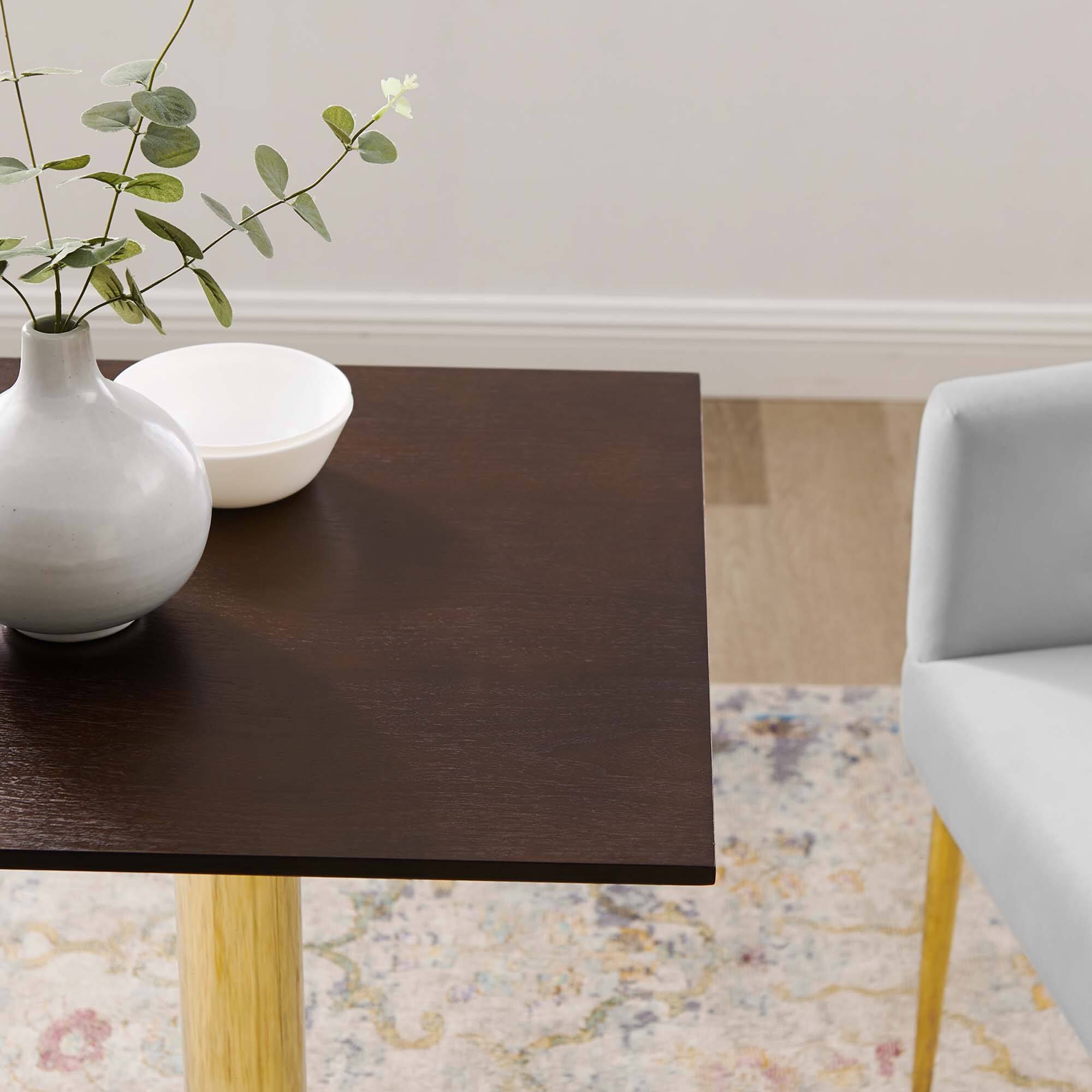 Back. Modway - Verne 24" Square Dining Table by Modway - Gold Cherry Walnut.