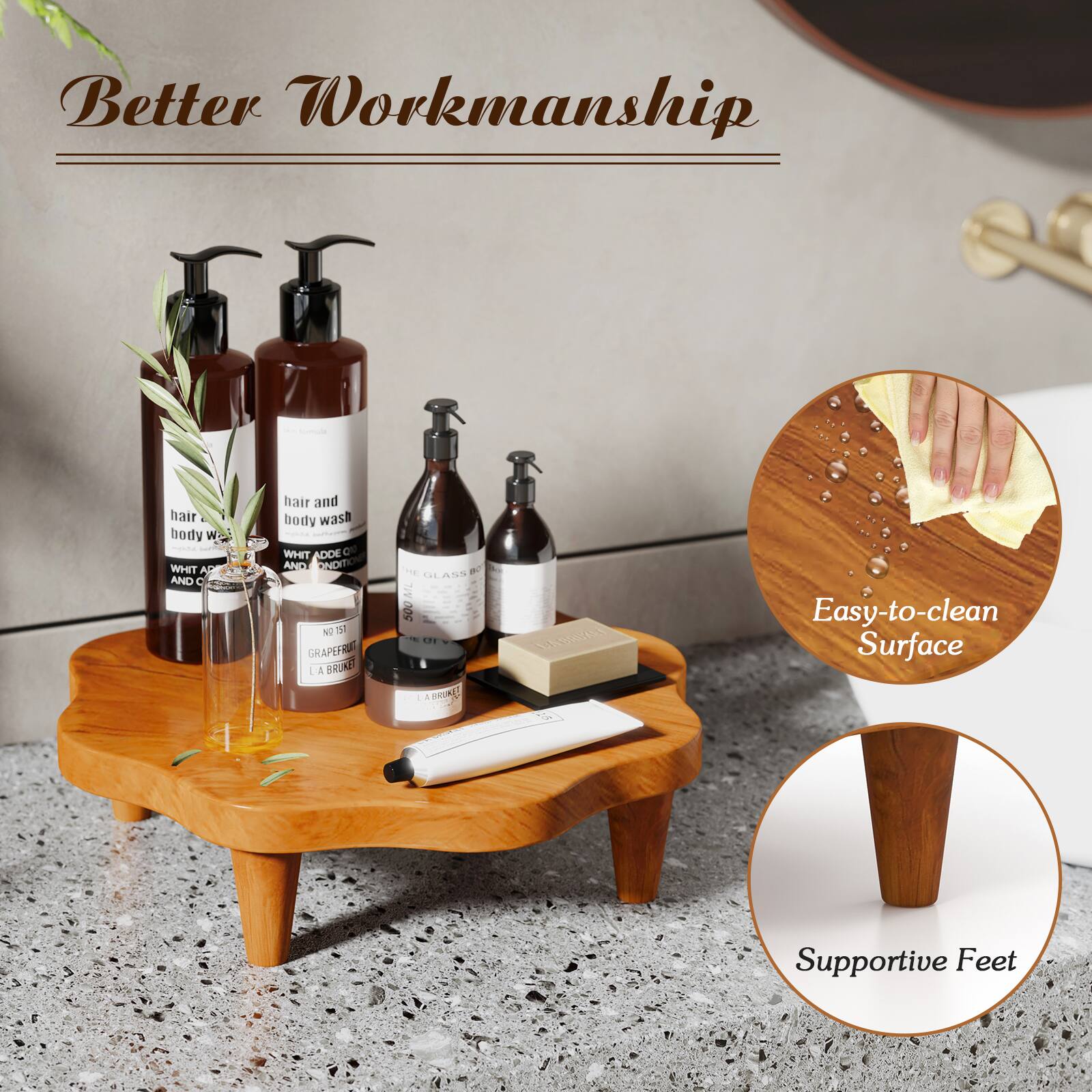 Better Workmanship, hair and body wash - WHITE ADDED AND CONDITIONER, NO. 51 GRAPEFRUIT - LA BRUKE, GLASS BOTTLE - 500ml, REFILLABLE HDC, Easy-to-clean Surface, Supportive Feet