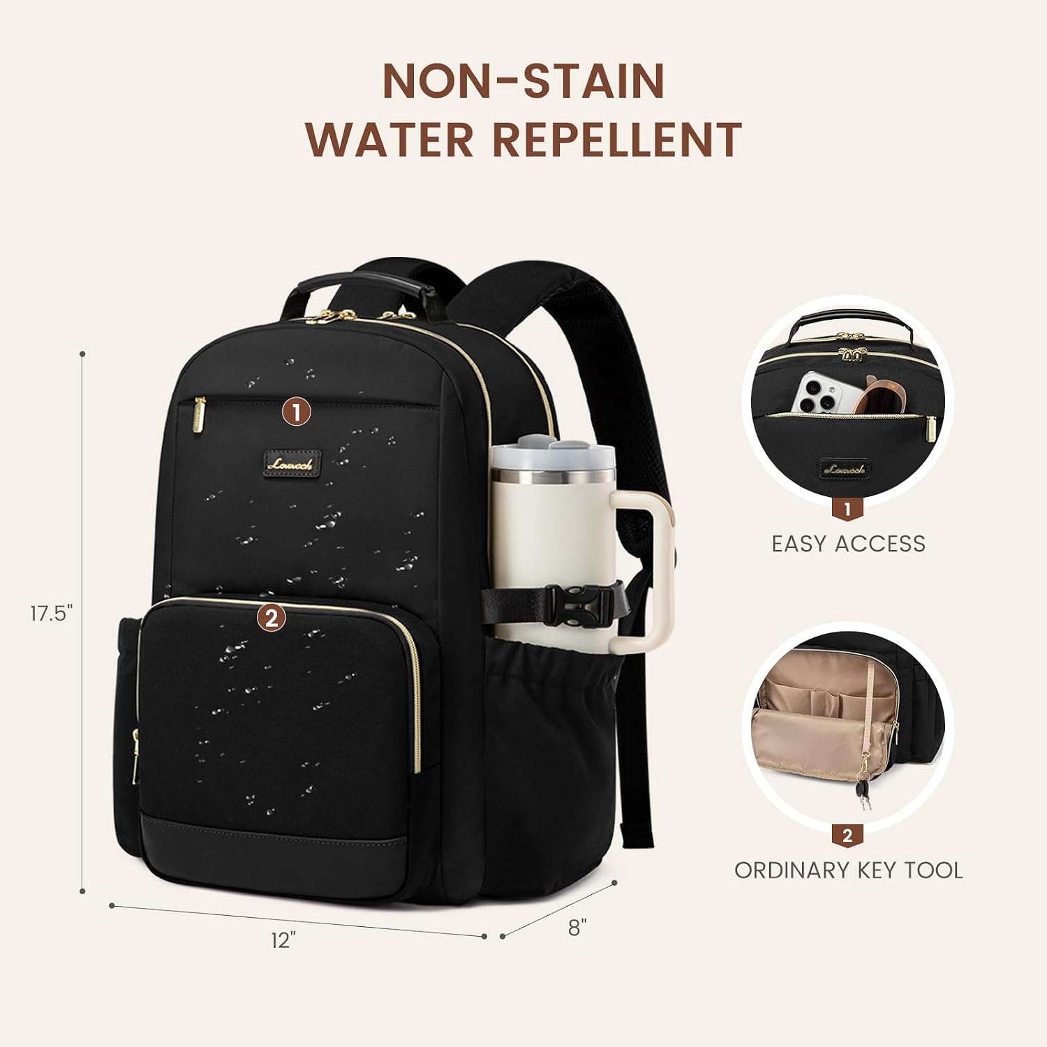 NON-STAIN WATER REPELLENT

1
Lauch
Lanash
1

EASY ACCESS
17.5
2
2

ORDINARY KEY TOOL
12"
8"