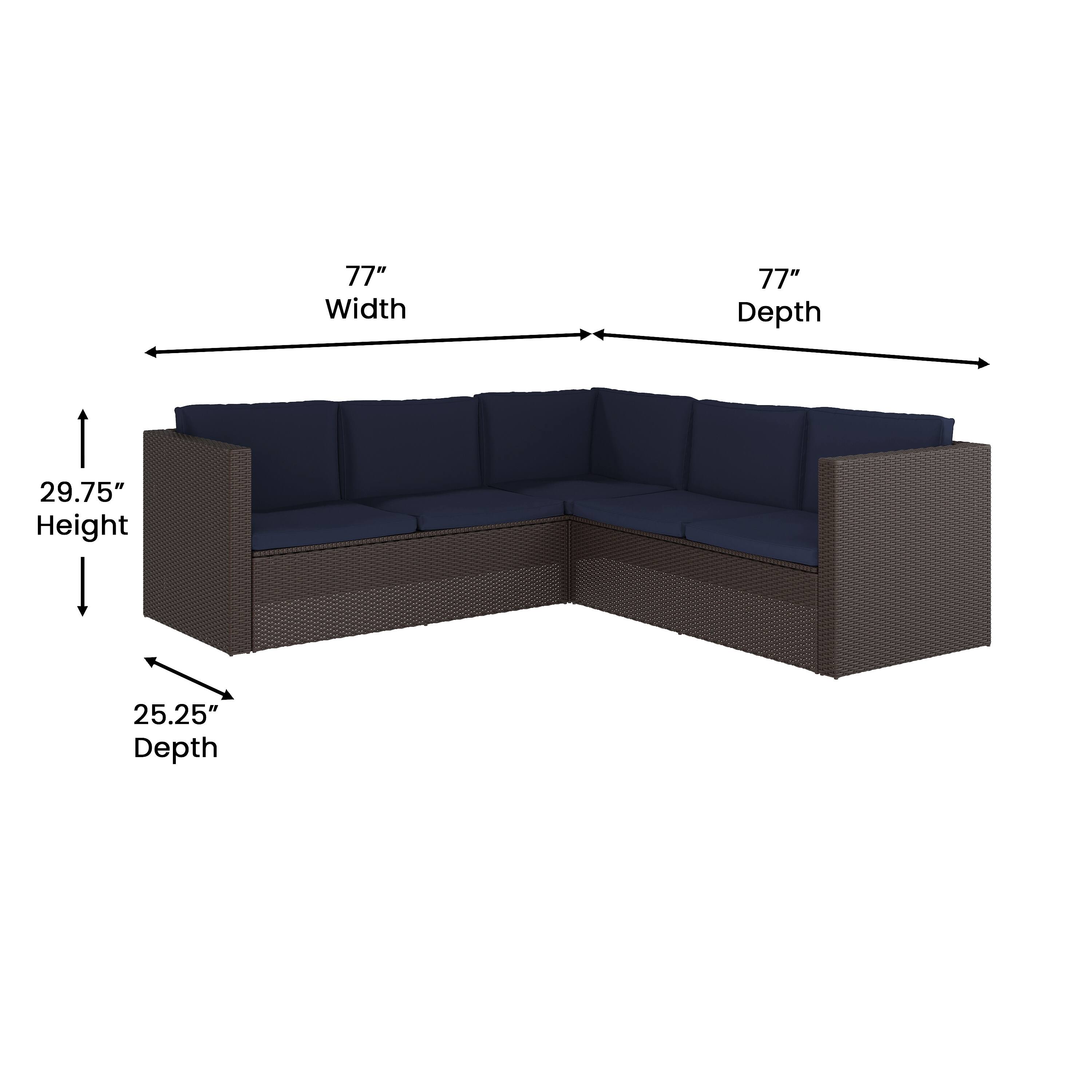 77" Width  
77" Depth  
29.75" Height  
25.25" Depth