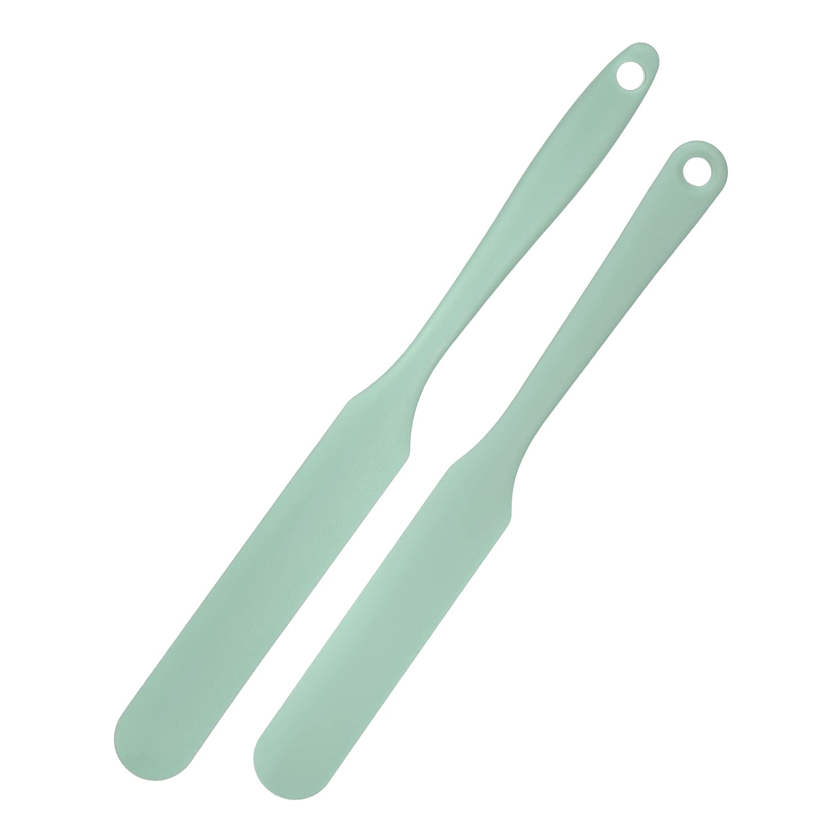 Unique Bargains - 2pcs Silicone Jar Spatula, 9.5"/8" Long Thin Heat Resistant Smooth Scraper for Peanut Butter & Bottles - Light Green