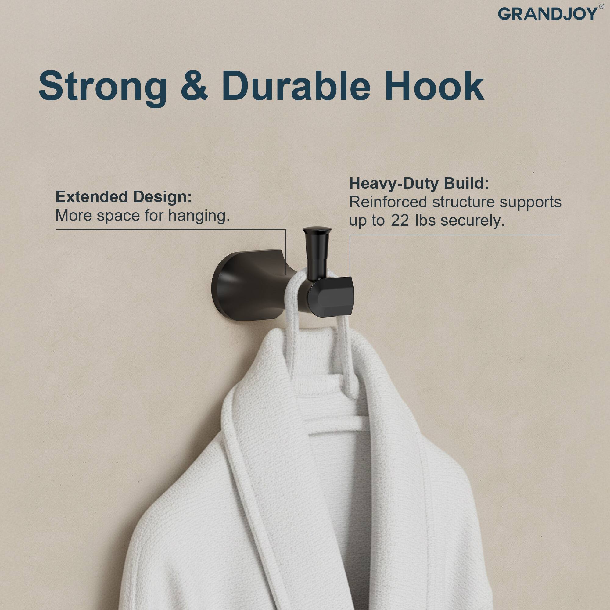 GRANDJOY

Strong & Durable Hook

Extended Design:  
More space for hanging.

Heavy-Duty Build:  
Reinforced structure supports up to 22 lbs securely.