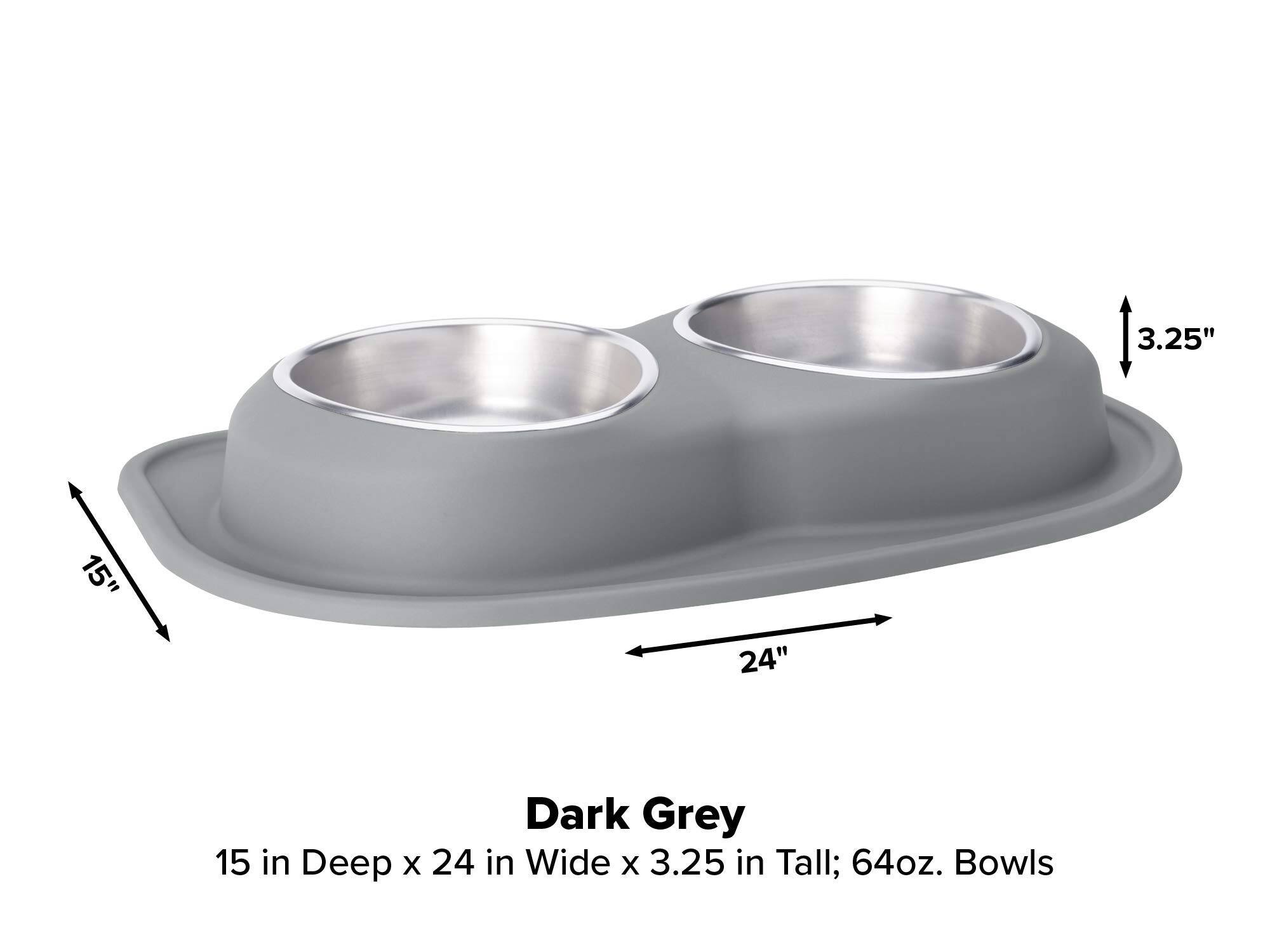 3.25"  
15"  
24"  
Dark Grey 15 in Deep x 24 in Wide x 3.25 in Tall; 64oz. Bowls