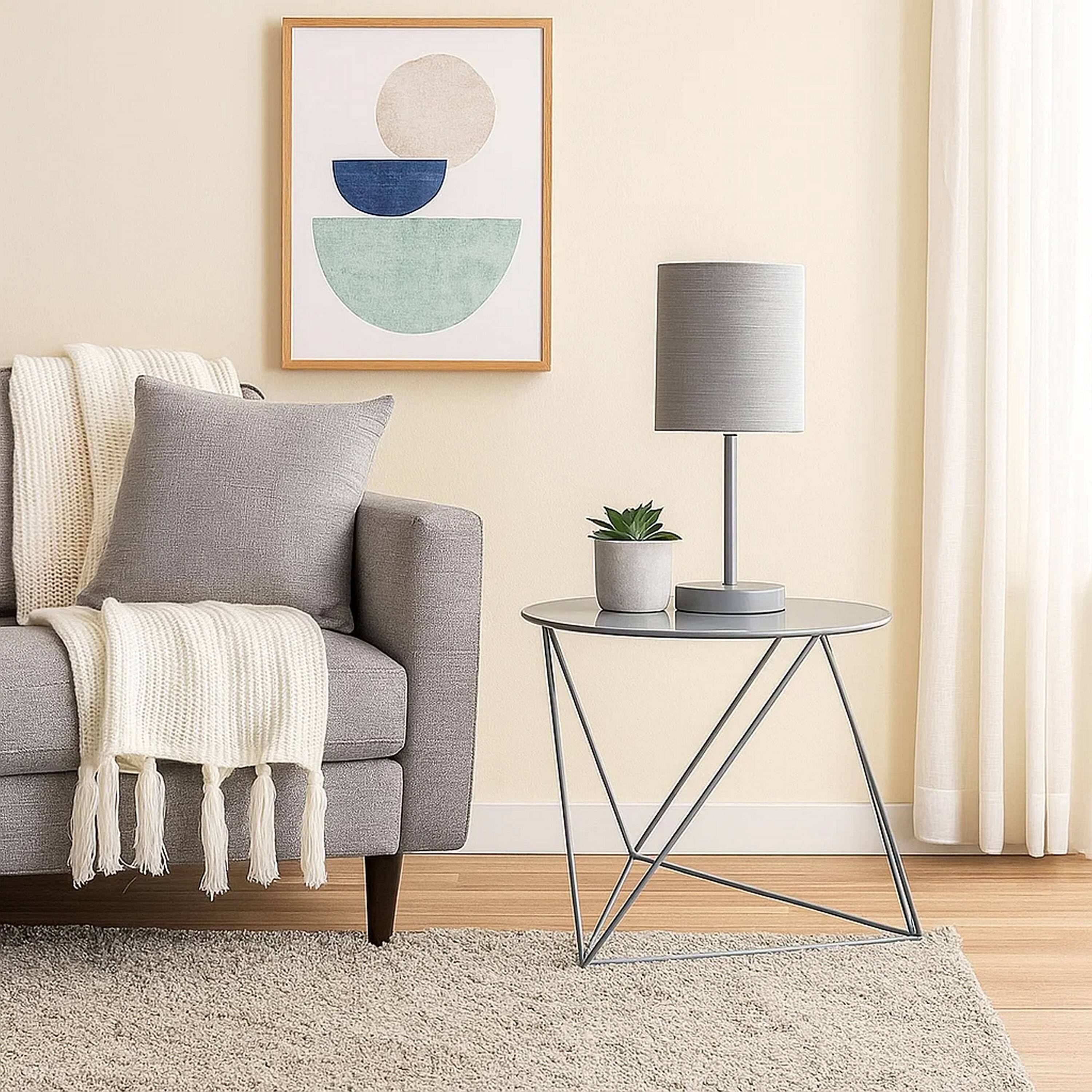 Alt View 5. Manhattan Lane - Accent Table with Open Geometric Base and Round Top - Gray.