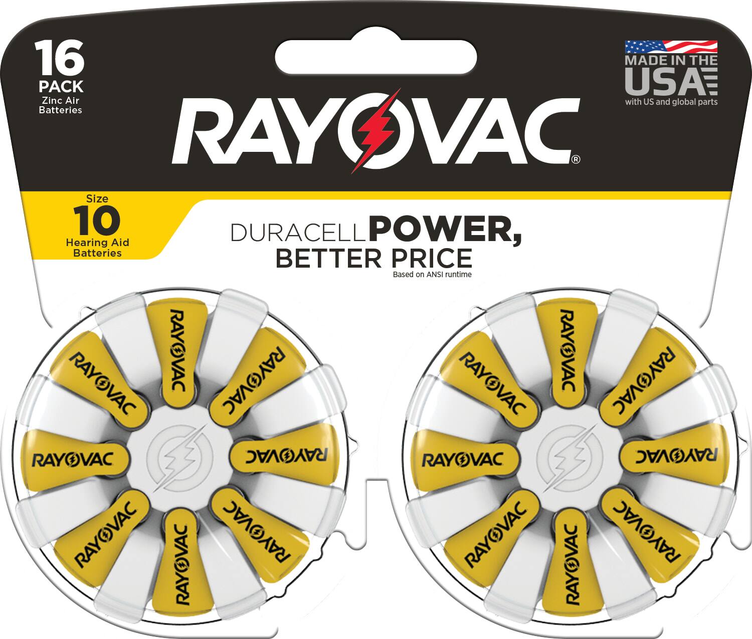 Front. Rayovac - Rayovac Size 10 Hearing Aid Batteries (16 Pack), Size 10 Batteries - Yellow.