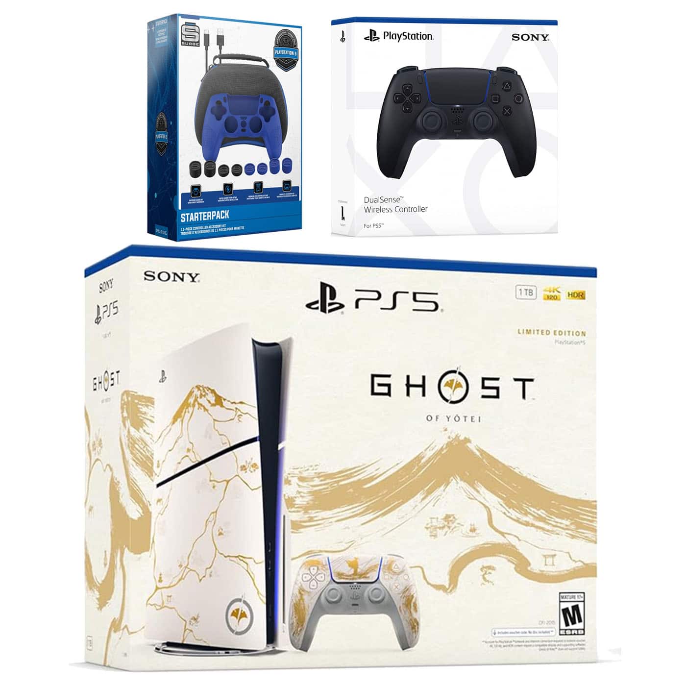PlayStation 5 Ghost of Yotei Disc Bundle + Extra Controller, Accessory Kit - PlayStation 5