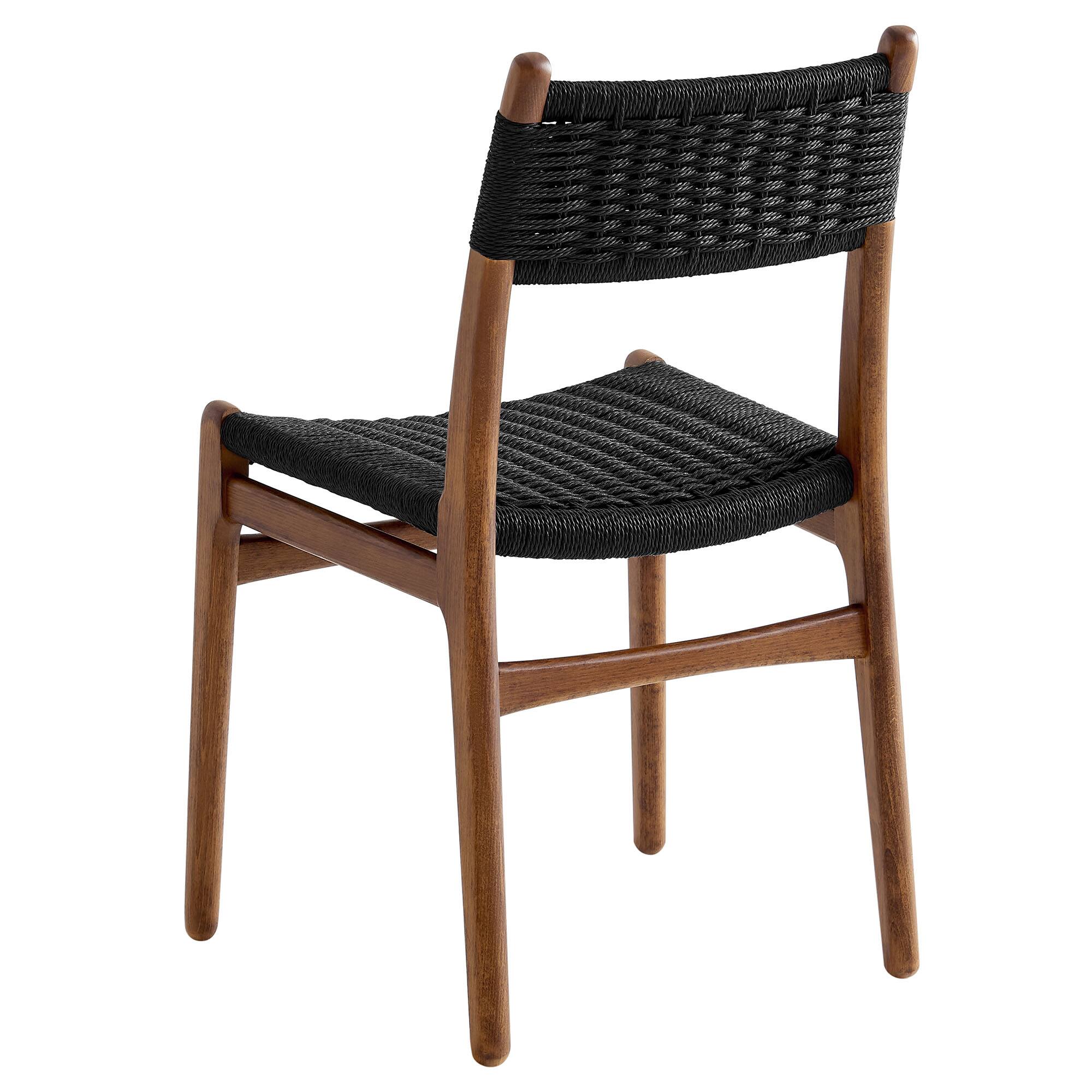 Alt View 2. Modway - Wynn Rope and Wood Dining Side Chairs Set of 2 by Modway - Black.