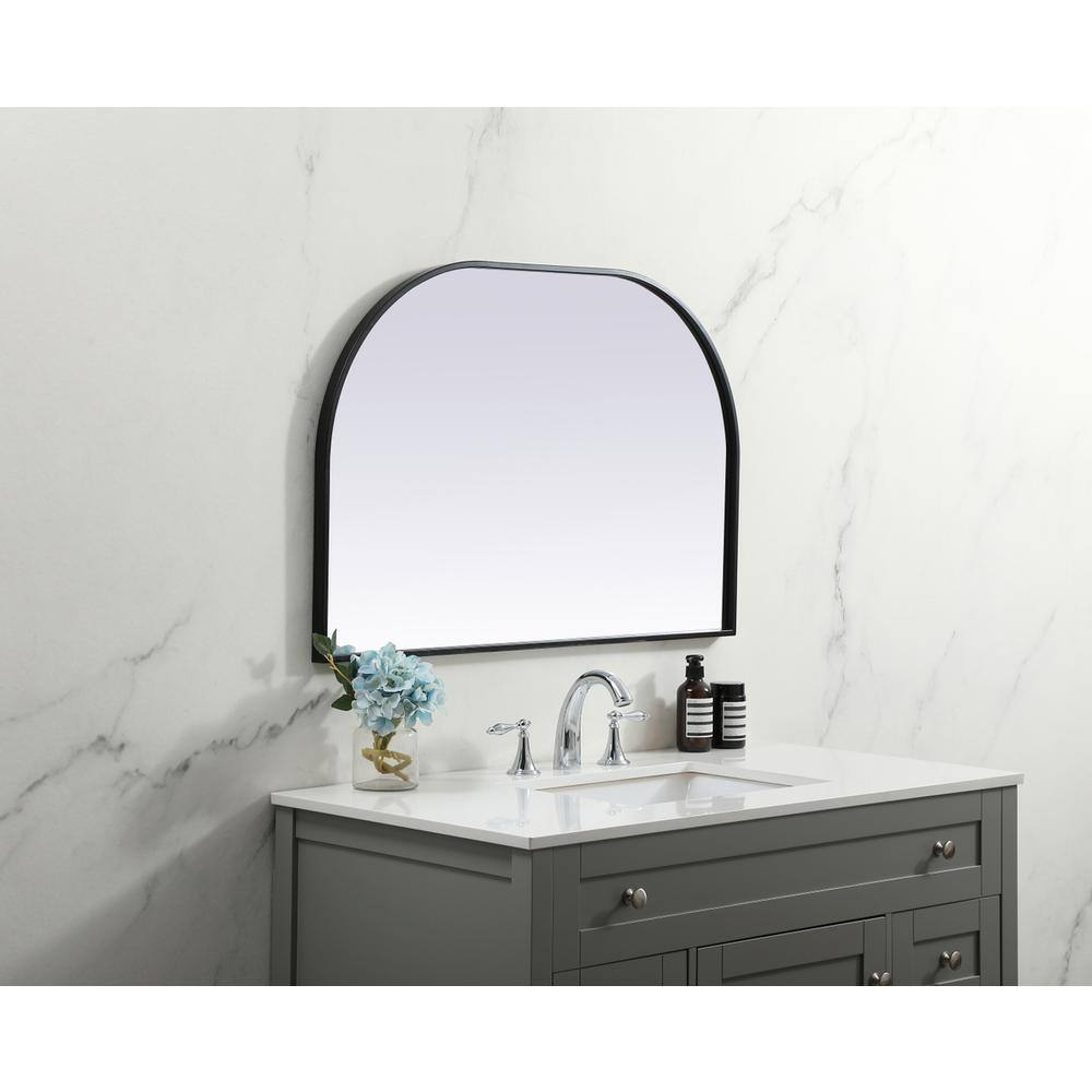 Alt View 4. Elegant Decor - Metal Frame Arch Mirror 36x24 Inch in Black - Black.