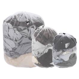 Unique Bargains - Practical 3pcs Mesh Laundry Bag Coarse Drawstring Net with M L XL Sizes for Washing Machine and Home Travel Storage - White