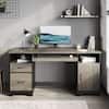 Front. Bestier - 59inch Executive Desk with File Drawer Storage Drawers and Cabinet Computer Desk - Gray.
