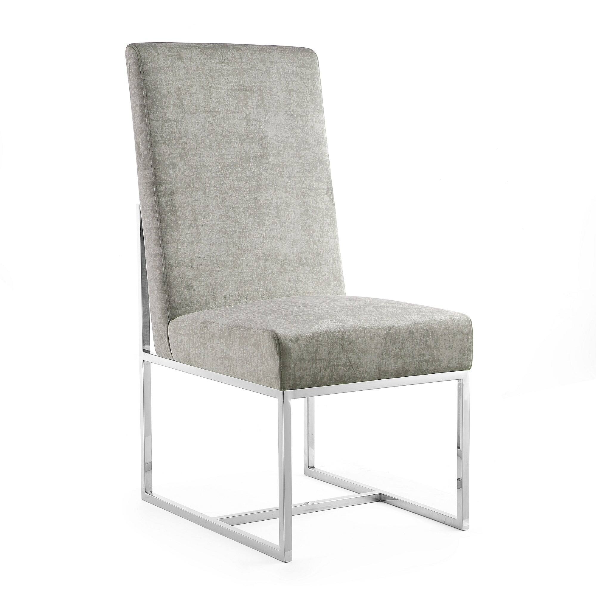 Manhattan Comfort - Element Modern Metal Velvet Dining Chair - Steel