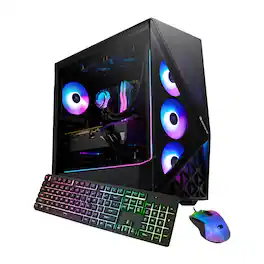 iBUYPOWER - Slate Gaming Desktop PC - AMD Ryzen 7 7800X3D, AMD Radeon RX 9060XT 8GB, 32GB DDR5 RGB,2TB NVMe SSD - Black