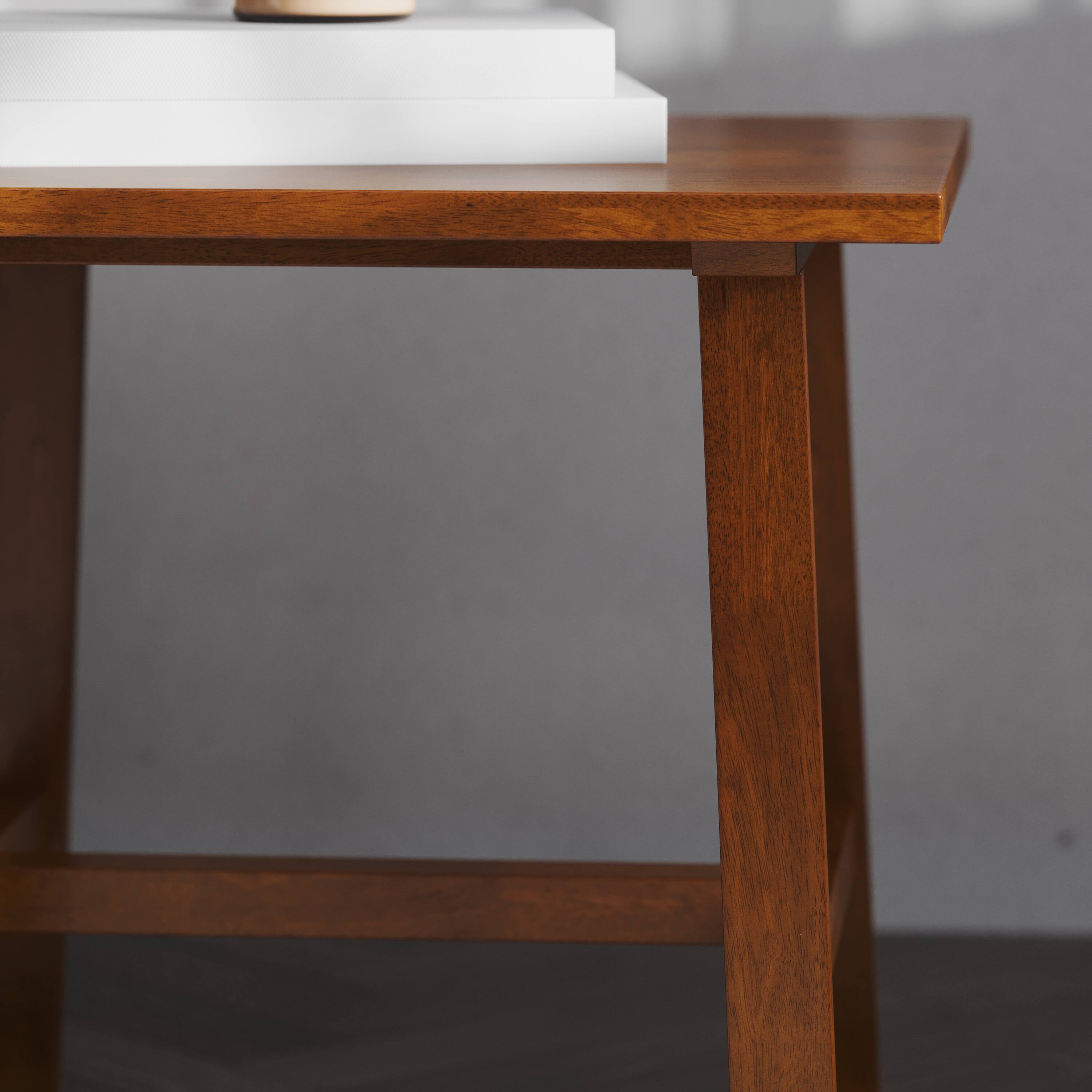 Alt View 4. Emma + Oliver - Saul Solid Wood Farmhouse Trestle End Table - Walnut.