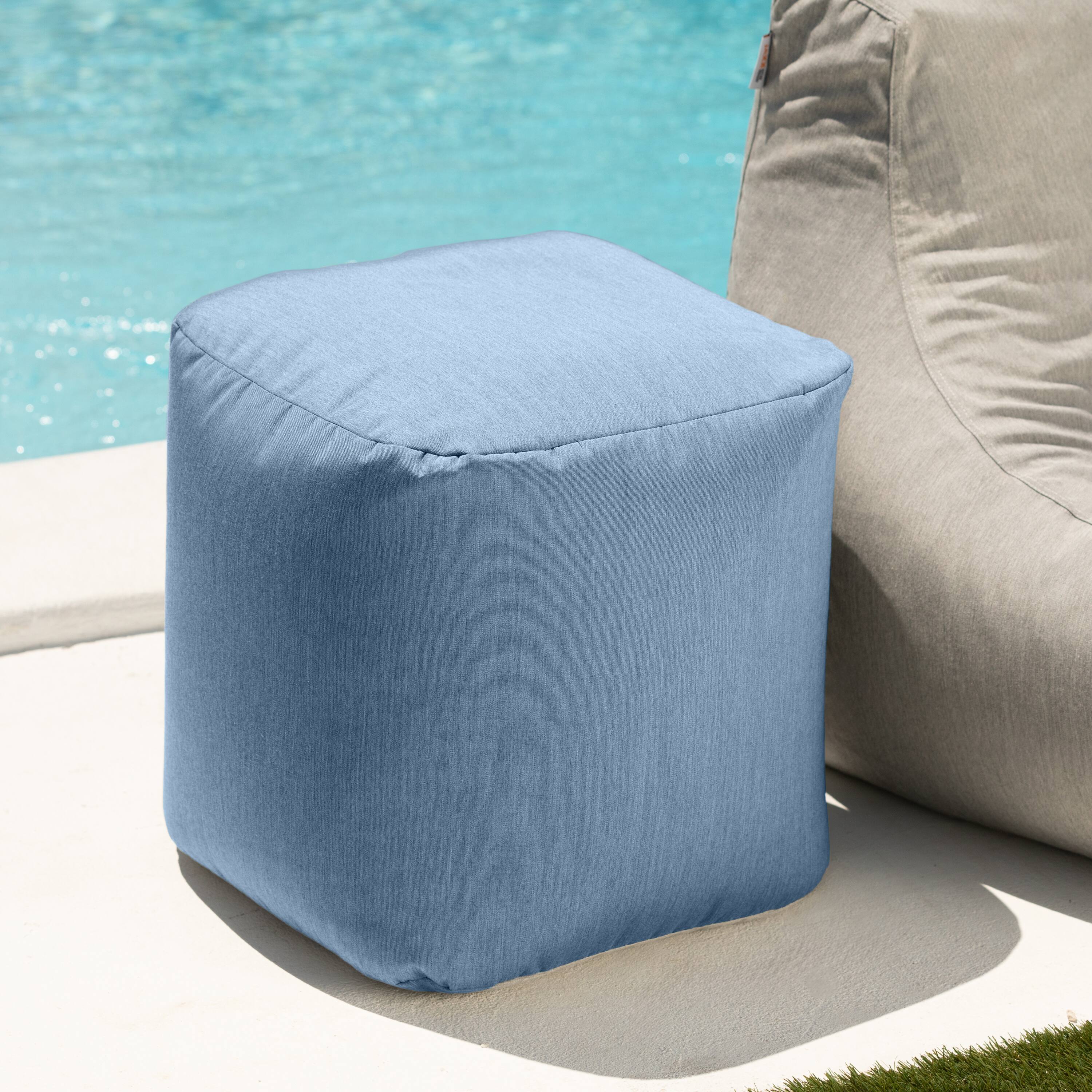 Alt View 1. Jaxx - Jaxx Luckie Outdoor Patio Bean Bag Ottoman, Ocean - Ocean.