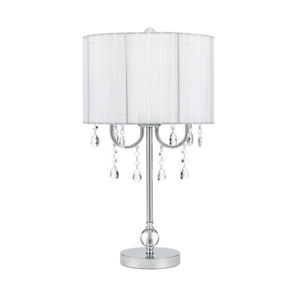Gravity Ridge - Organza Pleated Shade Chandelier Table Lamp - White Chrome