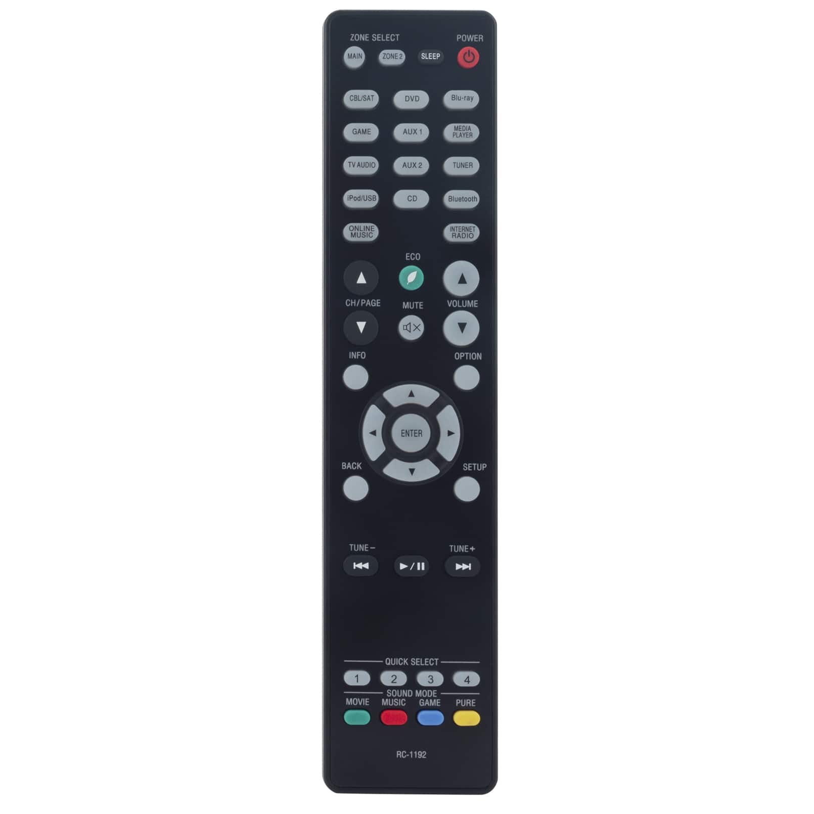 WINFLIKE - RC-1192 Replace Remote fit for Denon AV Receiver AVR-X3100W AVR-X2100W AVR-X3200W AVR-S900W AVR-X2200W - black