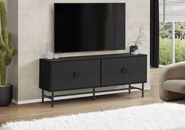 APRILSOUL - Tv Stand 60 Inch Console Media Entertainment Center Storage Cabinet Living Room Bedroom Laminate Metal - Black