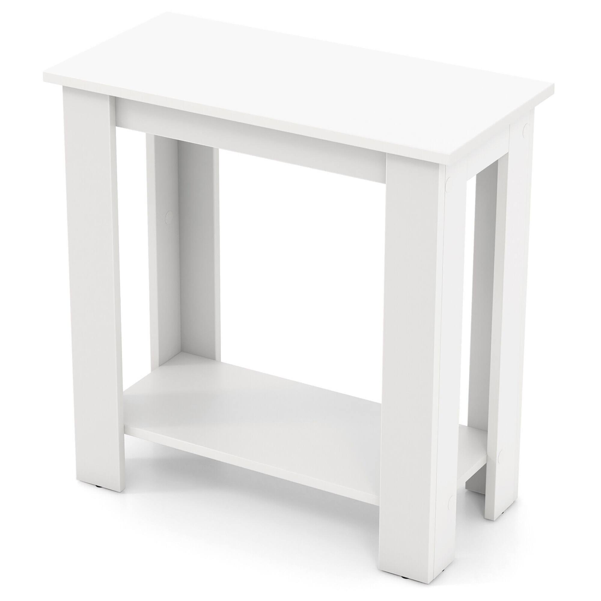 Alt View 9. Gymax - Gymax 2-Tier End Table Modern Sofa Bedside Table Compact Nightstand with Storage Shelf - White.