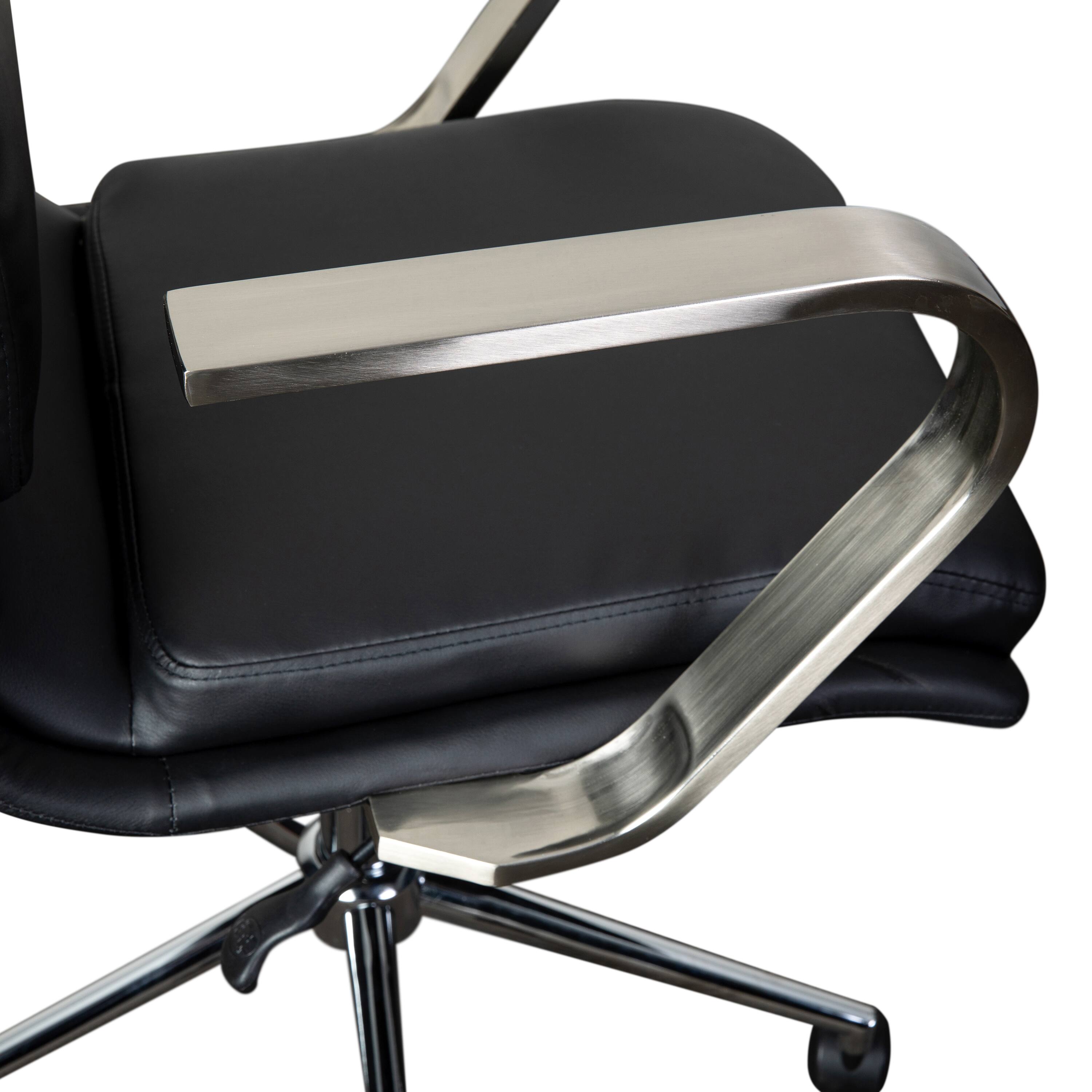 Alt View 10. Emma + Oliver - Ziva Modern Upholstered Mid-Back Home Office Chair with Arms and 5 Star Base - Black LeatherSoft/Chrome Frame.