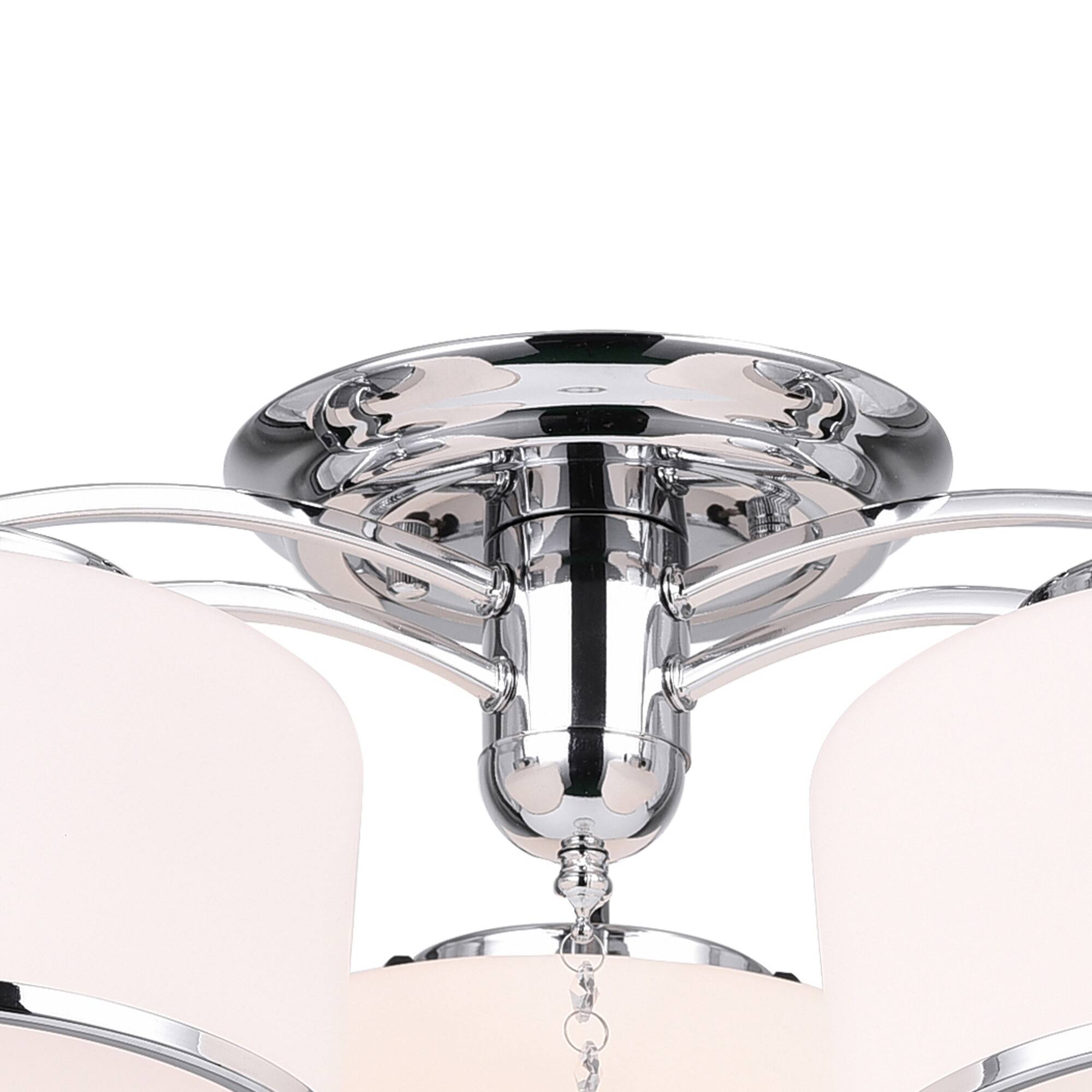 Back. CWI Lighting - Frosted 3 Light Drum Shade Flush Mount With Chrome Finish - Chrome.