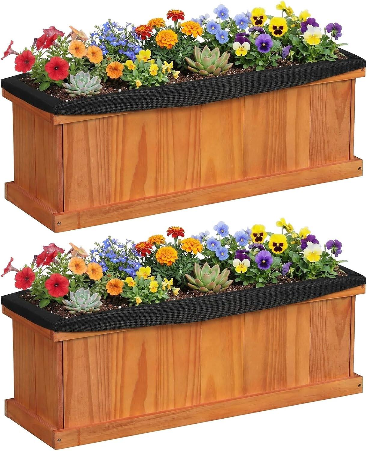 Gymax - 2PCS Wood Raised Garden Bed w/Drainage Holes & Liner for Growing Flowers Herbs - Orange price history on PriceWatchPro