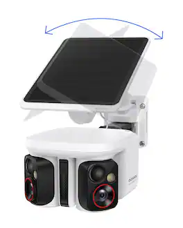 Baseus - 3K AI Dual-Lens Solar Security System – 300° Pan Auto-Tracking, Wi-Fi Outdoor Monitor, 8X Zoom, Local 512GB Stora - White